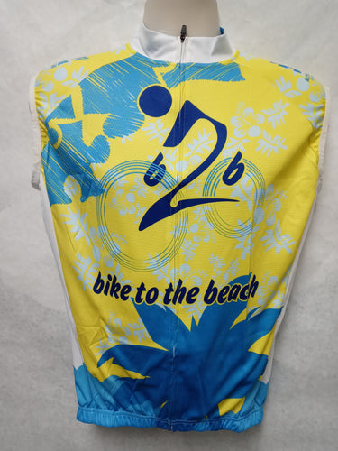 Bike to the Beach SLEEVELESS Yellow Puzzle / Floral Bike Jersey