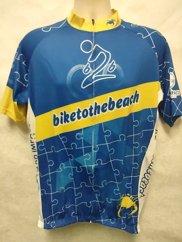 Bike to the Beach Blue Puzzle Piece Bike Jersey